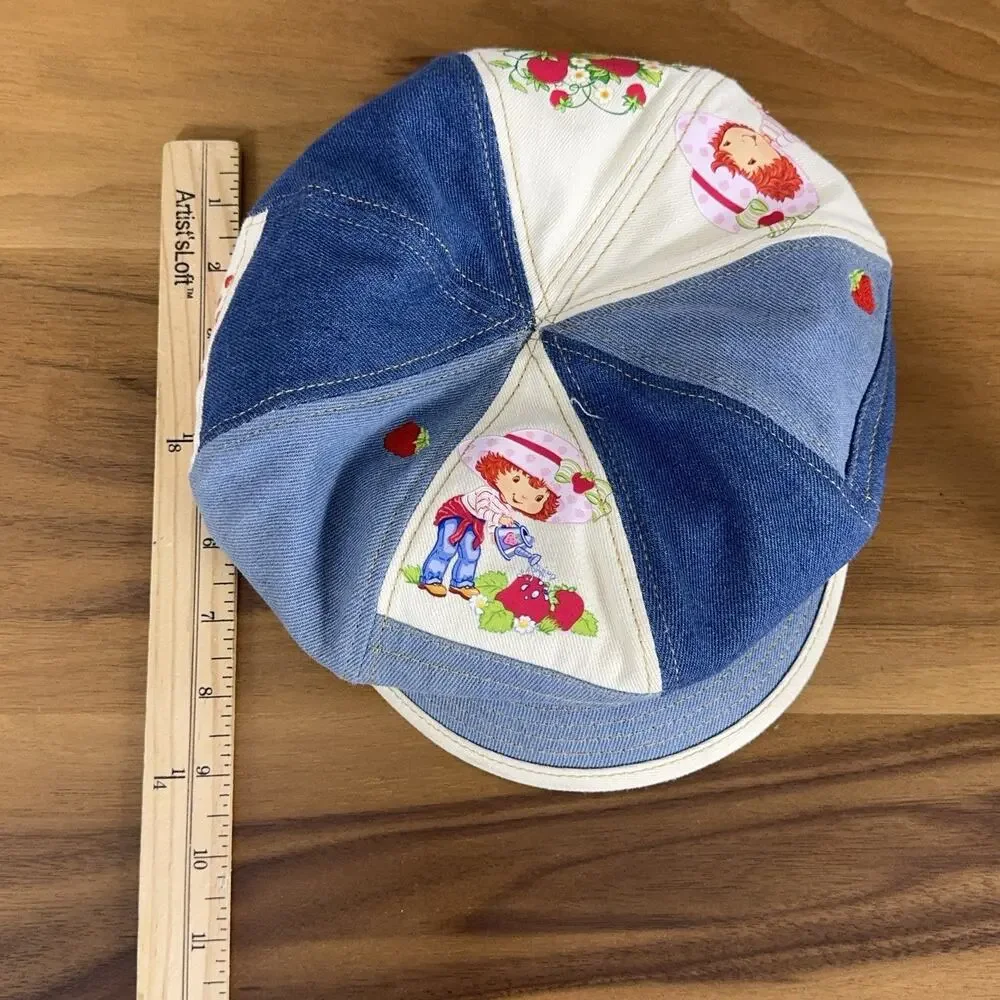 Vintage Y2K Strawberry Shortcake Adult Denim Hat Cap Denim Patchwork Nostalgia